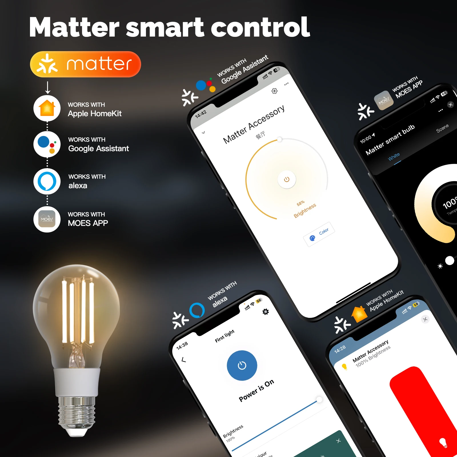 MOES TUYA Matter Smart Filamen - đánh giá và giá Smart Bulb