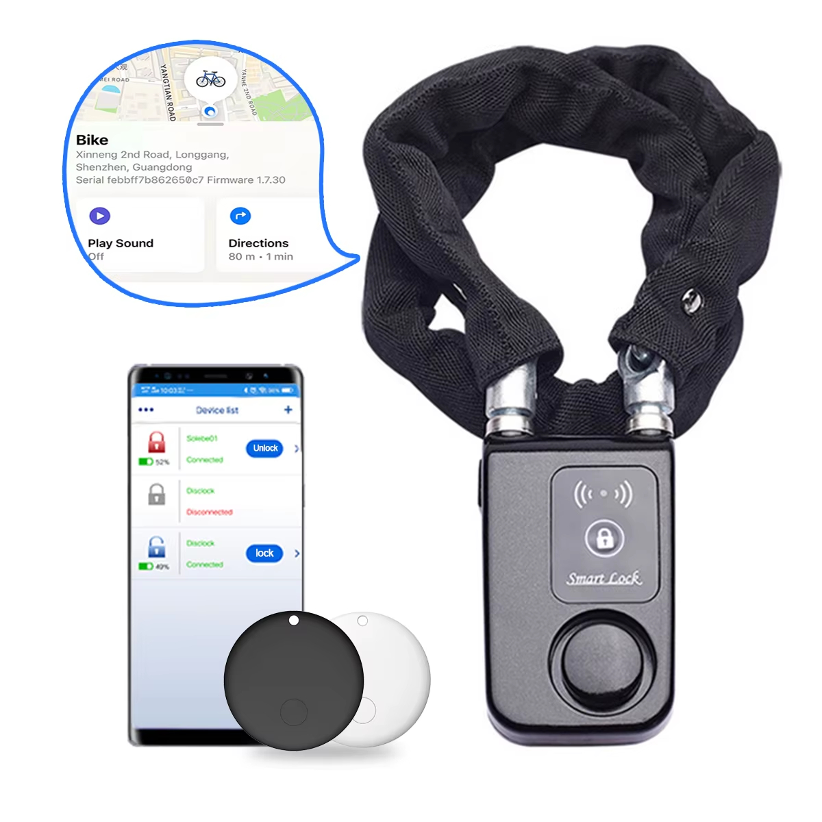 110dB Alarm Bike Chain Lock wi - đánh giá và giá Smart Home Group